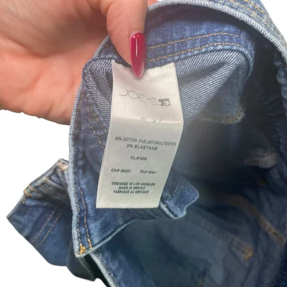 Joe's Jeans High Rise Belted Wide Leg Flare Jeans Size 27 Medium Wash